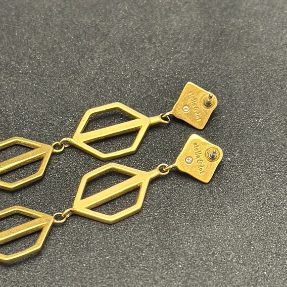 Stella & Dot Gold and Black Geometric Earrings - Picture 5 of 6